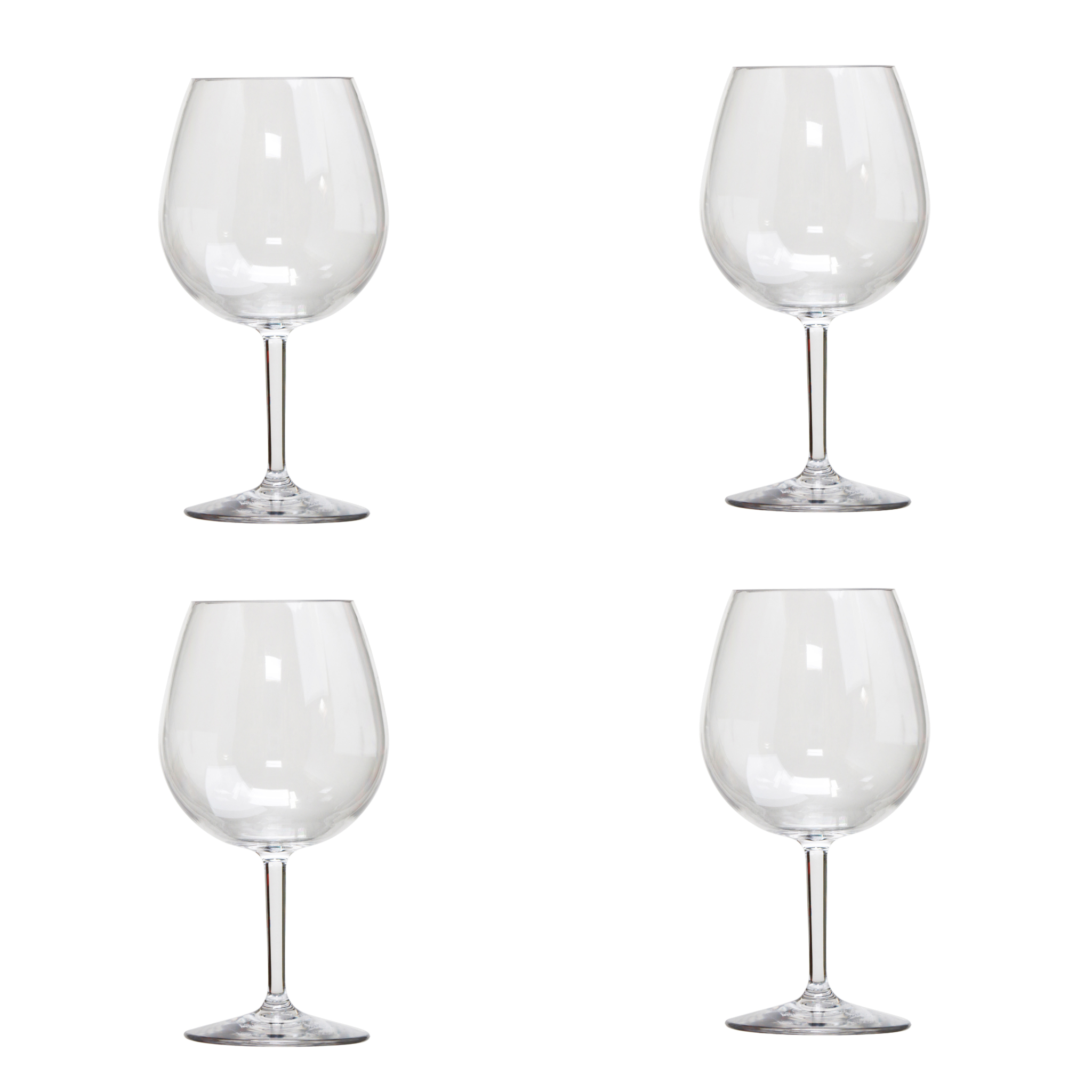 Set of Four Clear Tritan Plastic Stemmed All Purpose Wine Glass