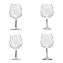 Set of Four Clear Tritan Plastic Stemmed All Purpose Wine Glass