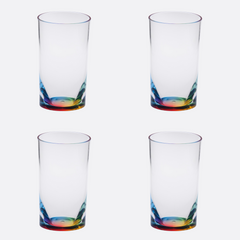 Set of Four Clear and Rainbow Acrylic Highball Glasses