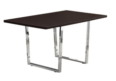 59" Espresso And Silver Metal Dining Table