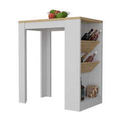 White And Natural 36" Kitchen Island With Storage