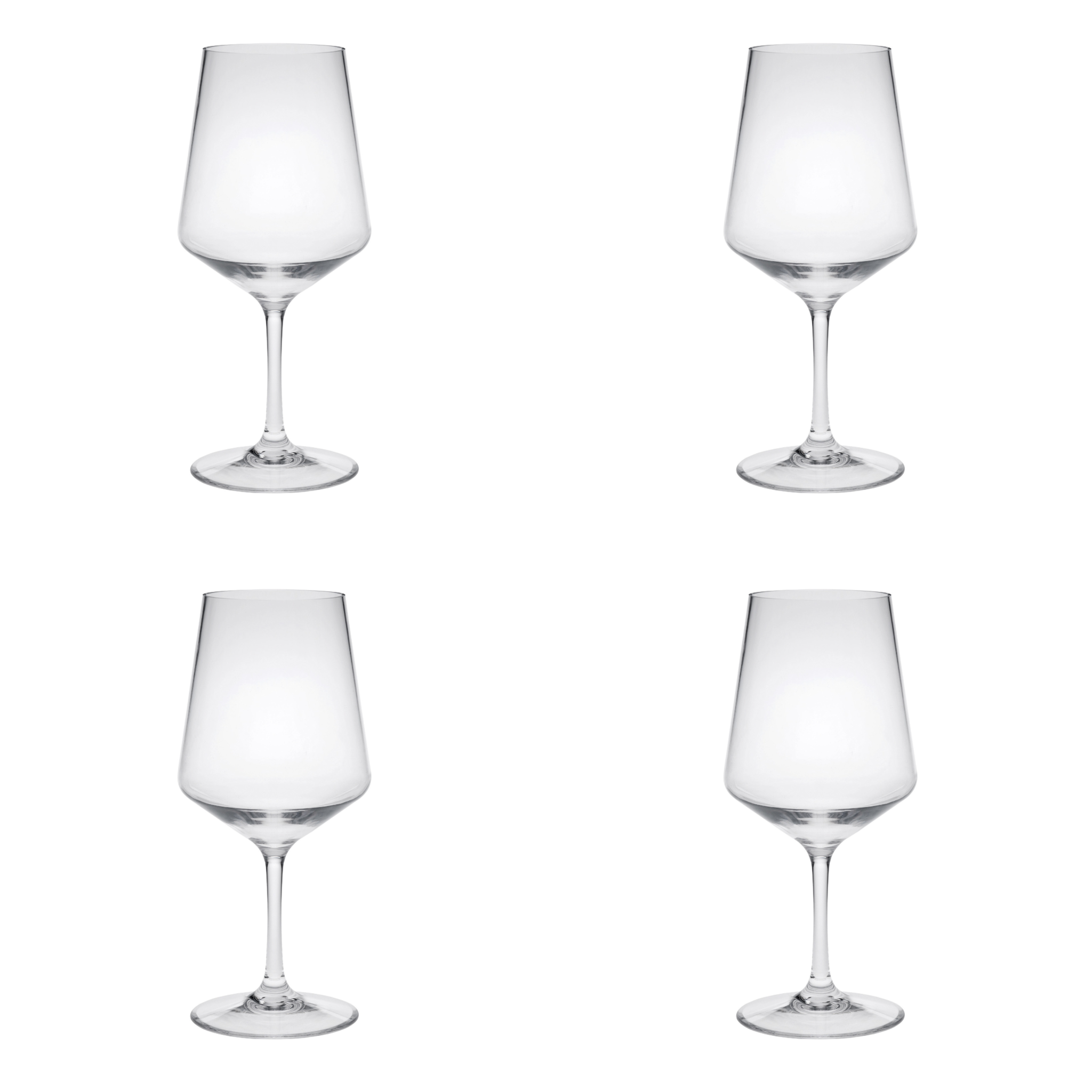 Set of Four Clear Tritan Plastic Stemmed All Purpose Wine Glasses