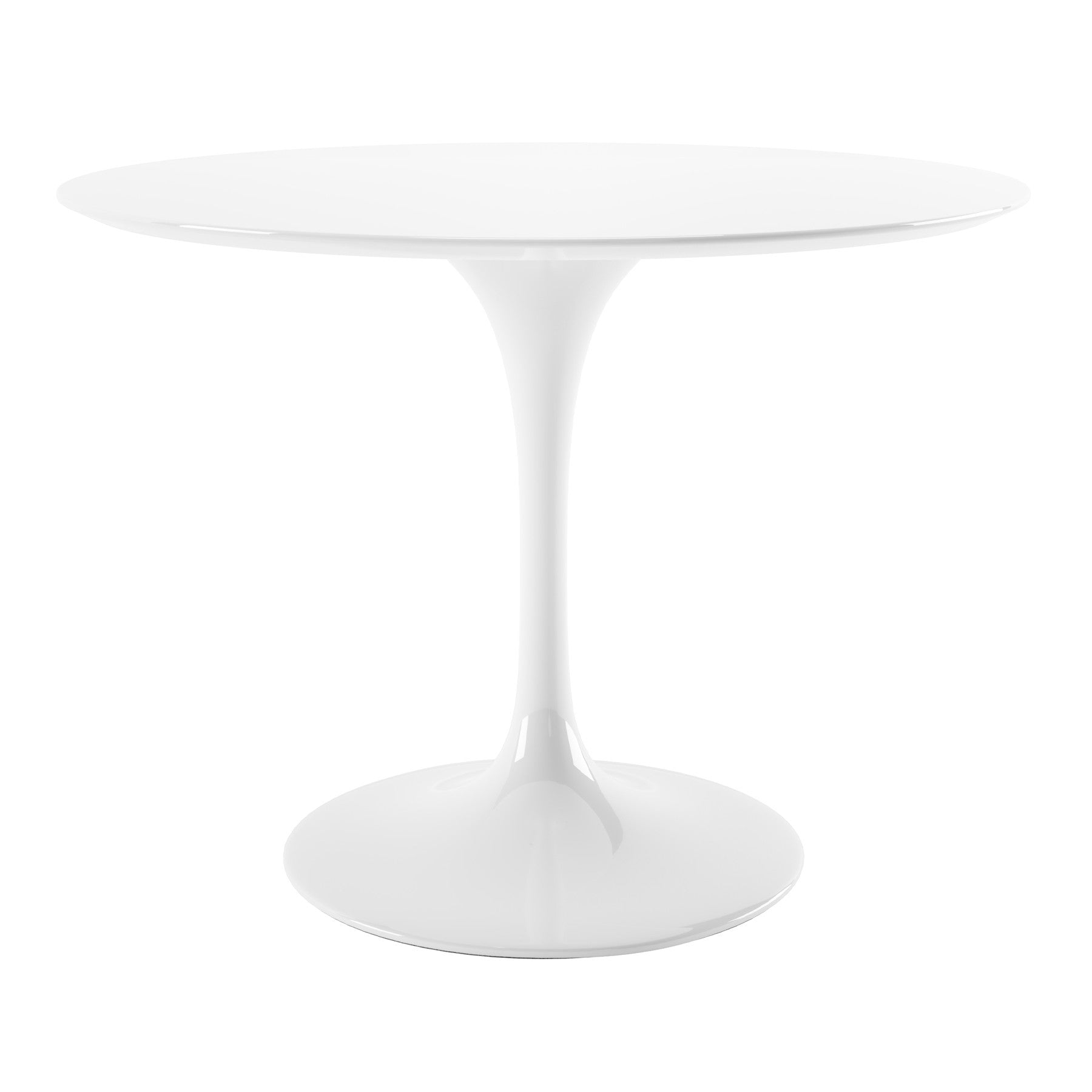 42" White Fiberglass And Metal Dining Table