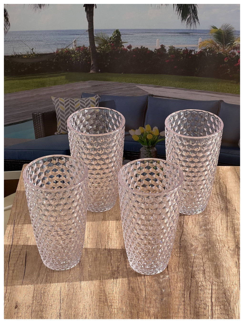 Set of Four Clear Acrylic Stemless Highball Glass