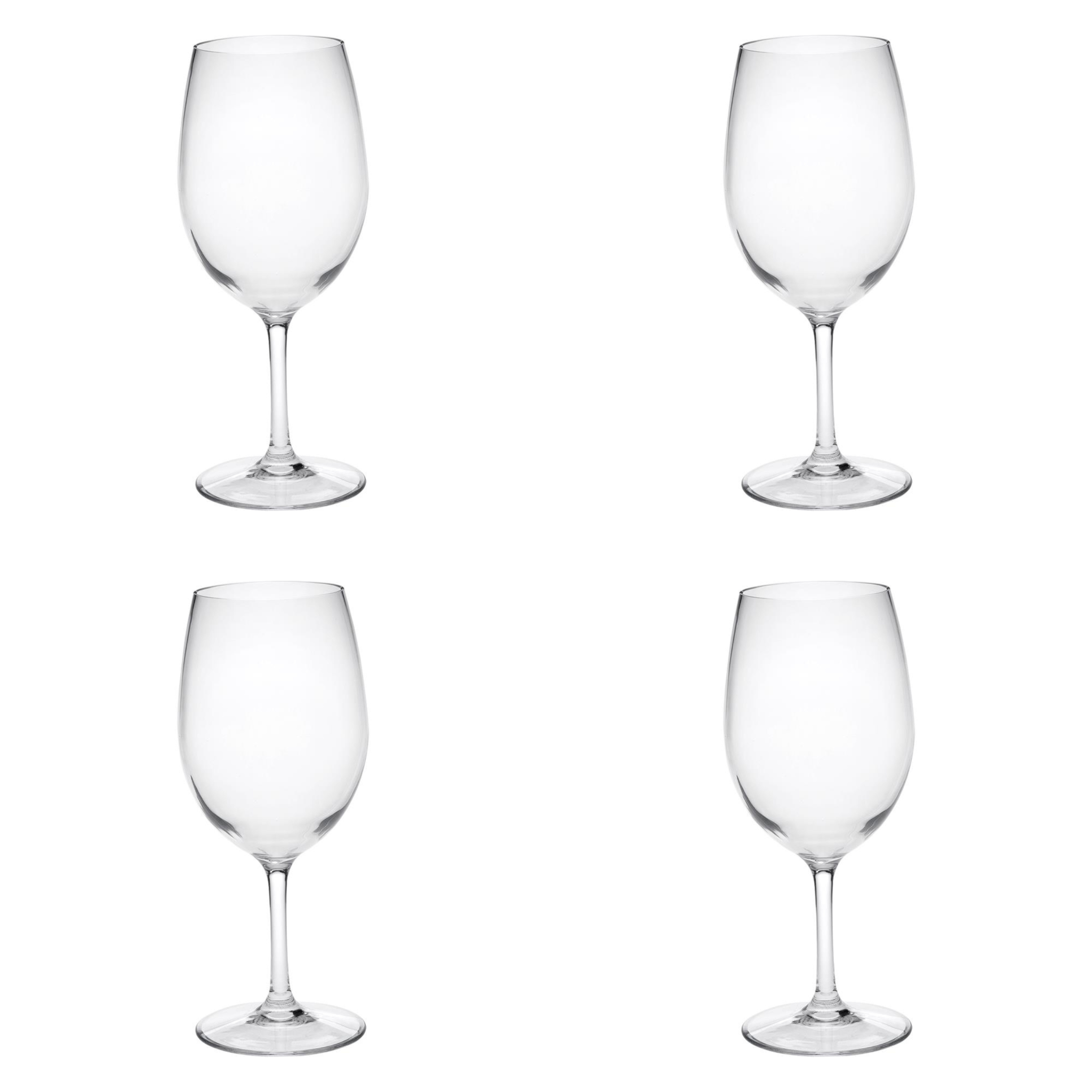 Set of Four Clear Tritan Plastic Stemmed All Purpose Wine Glass