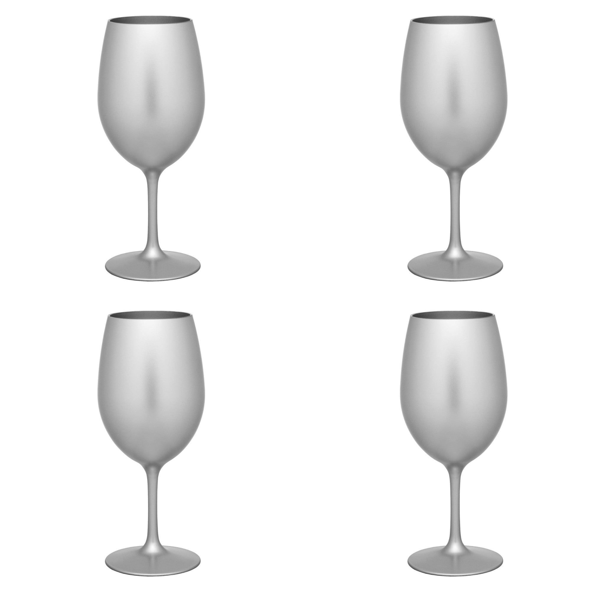 Set of Four Silver Acrylic Stemmed All Purpose Wine Glass