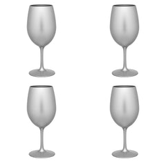 Set of Four Silver Acrylic Stemmed All Purpose Wine Glass