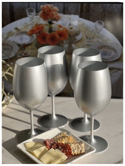 Set of Four Silver Acrylic Stemmed All Purpose Wine Glass