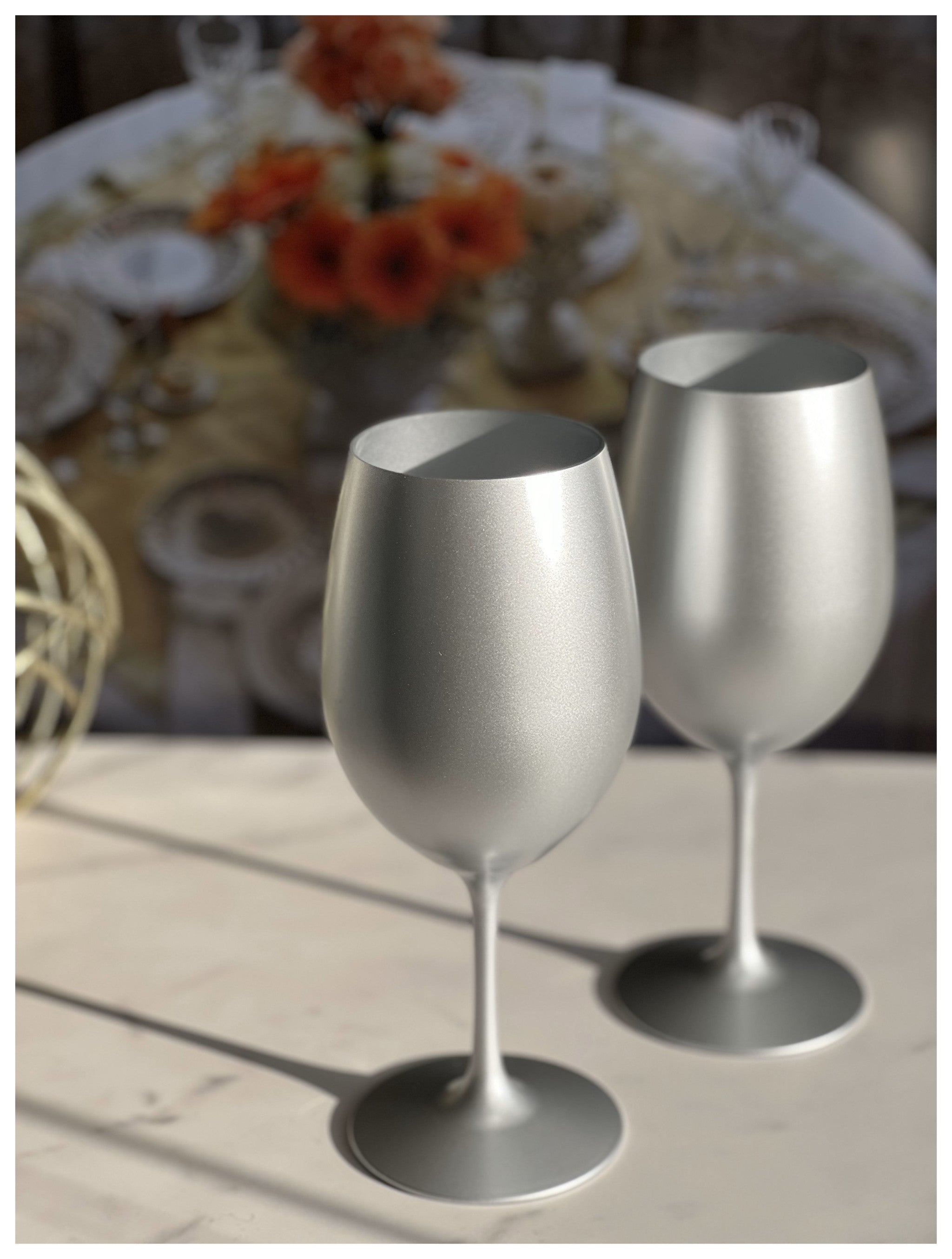 Set of Four Silver Acrylic Stemmed All Purpose Wine Glass