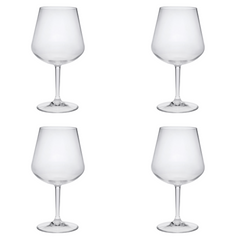 Set of Four Clear Tritan Plastic Stemmed All Purpose Wine Glasses