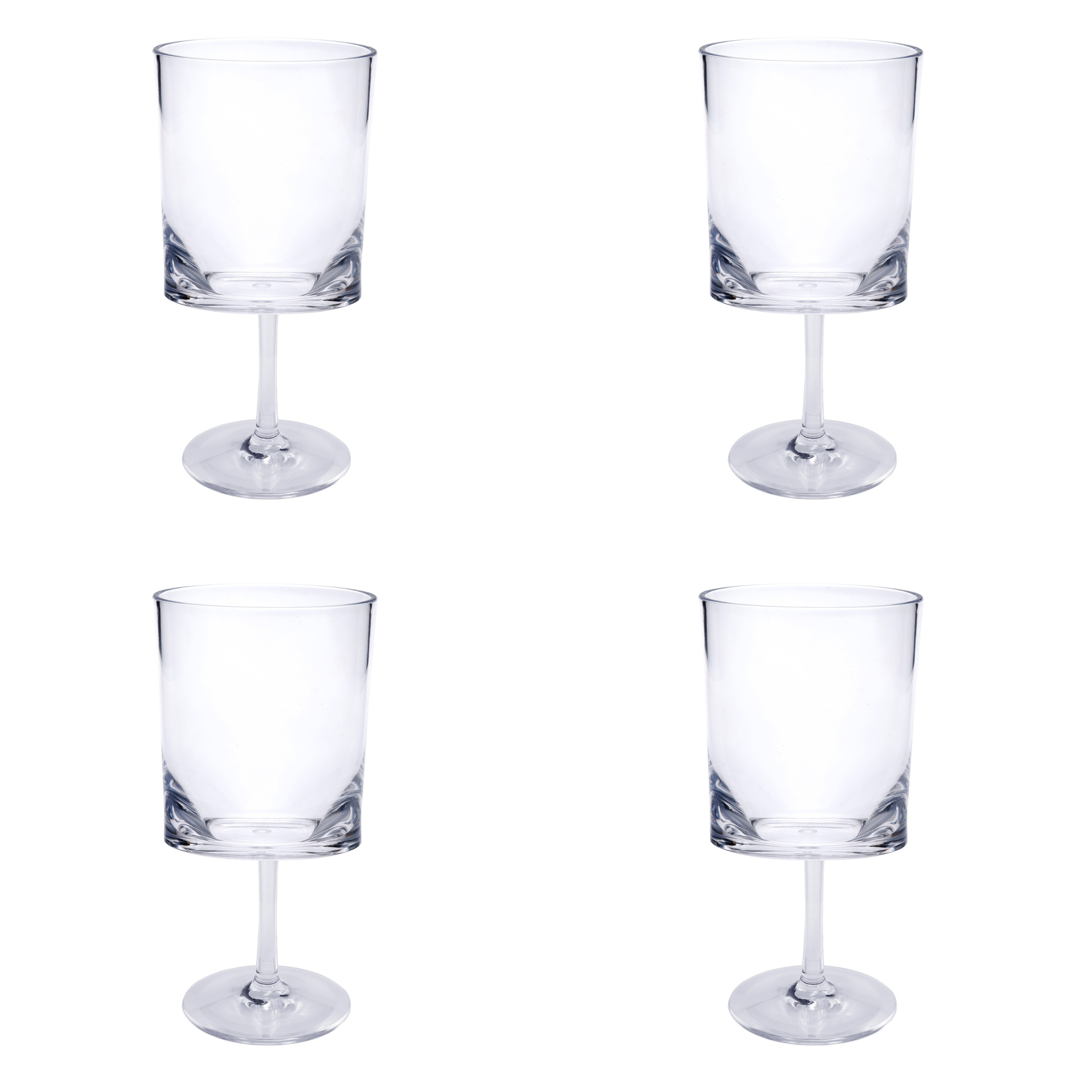 Set of Four Clear Tritan Plastic Stemmed All Purpose Wine Glass