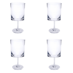 Set of Four Clear Tritan Plastic Stemmed All Purpose Wine Glass