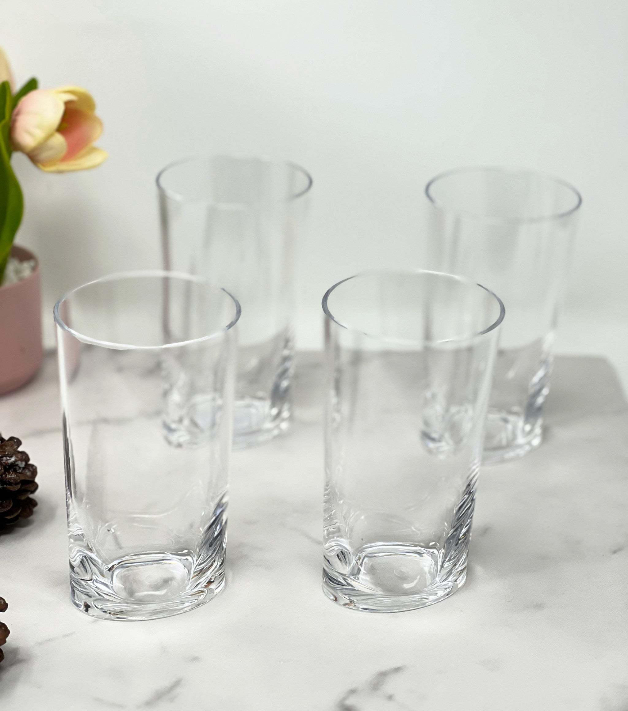 Set of Four Clear Acrylic Stemless Highball Glass