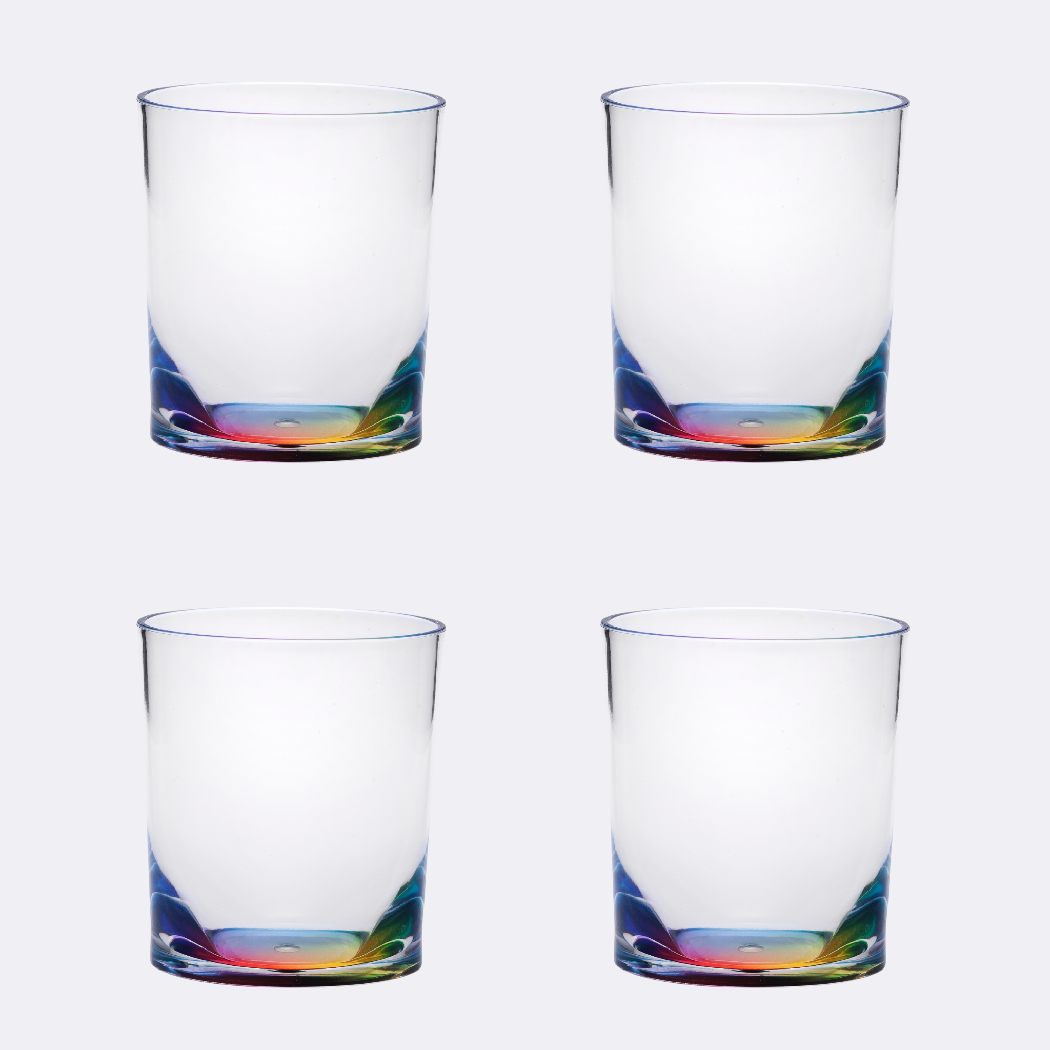 Set of Four Rainbow Geometric Acrylic Stemless Whiskey Glass