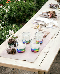 Set of Four Rainbow Geometric Acrylic Stemless Whiskey Glass