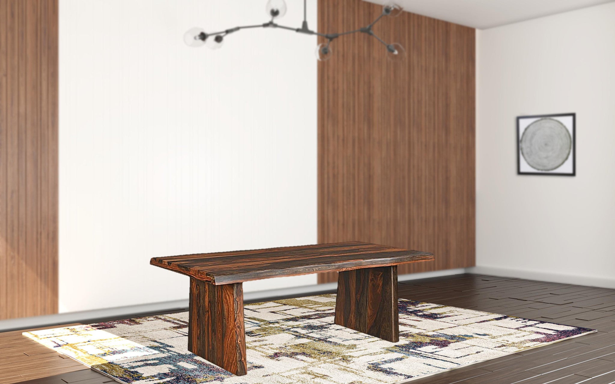 86" Dark Brown Solid Wood Dining Table