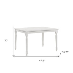 48" White Solid Wood Dining Table