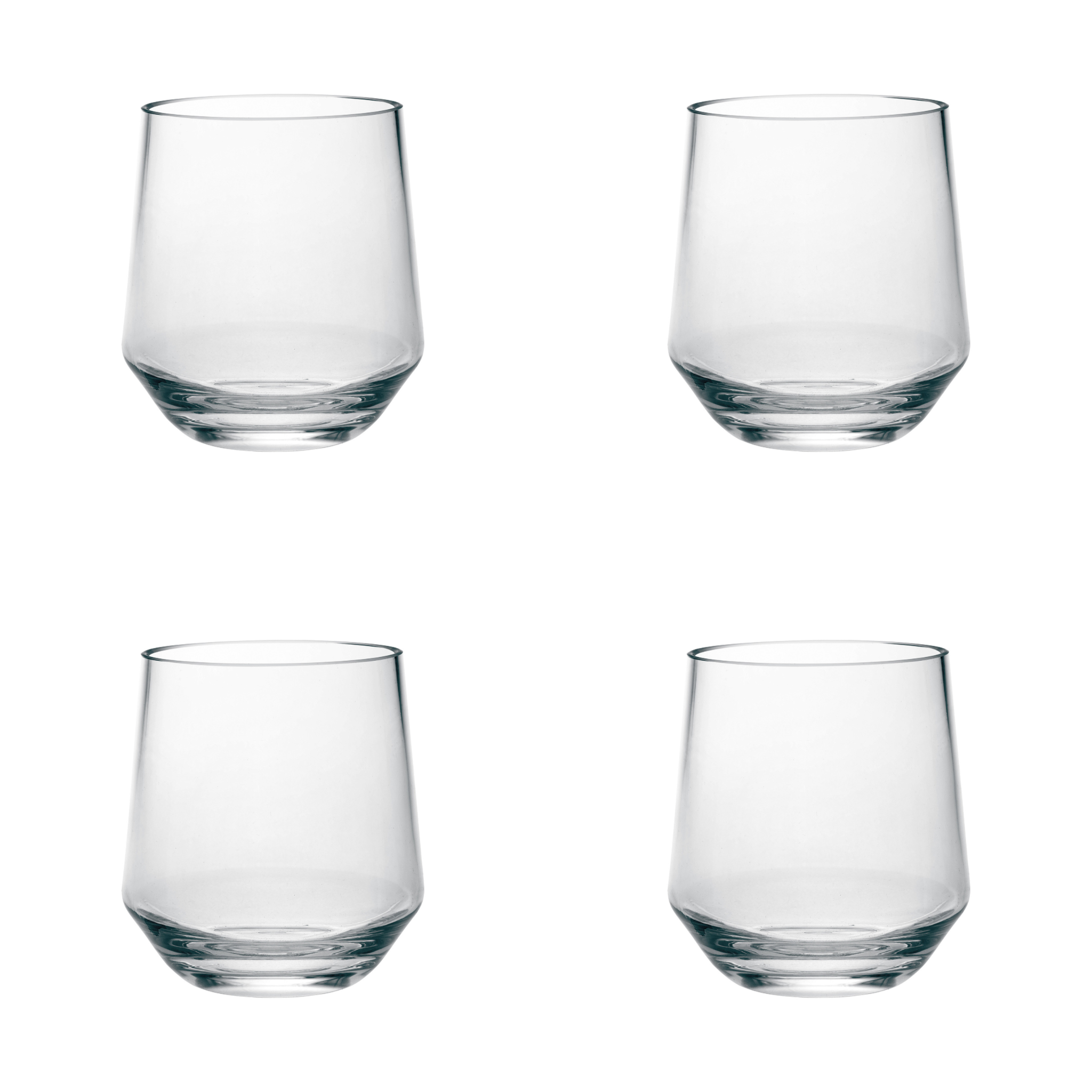 Set of Four Clear Tritan Plastic Stemmed All Purpose Wine Glass