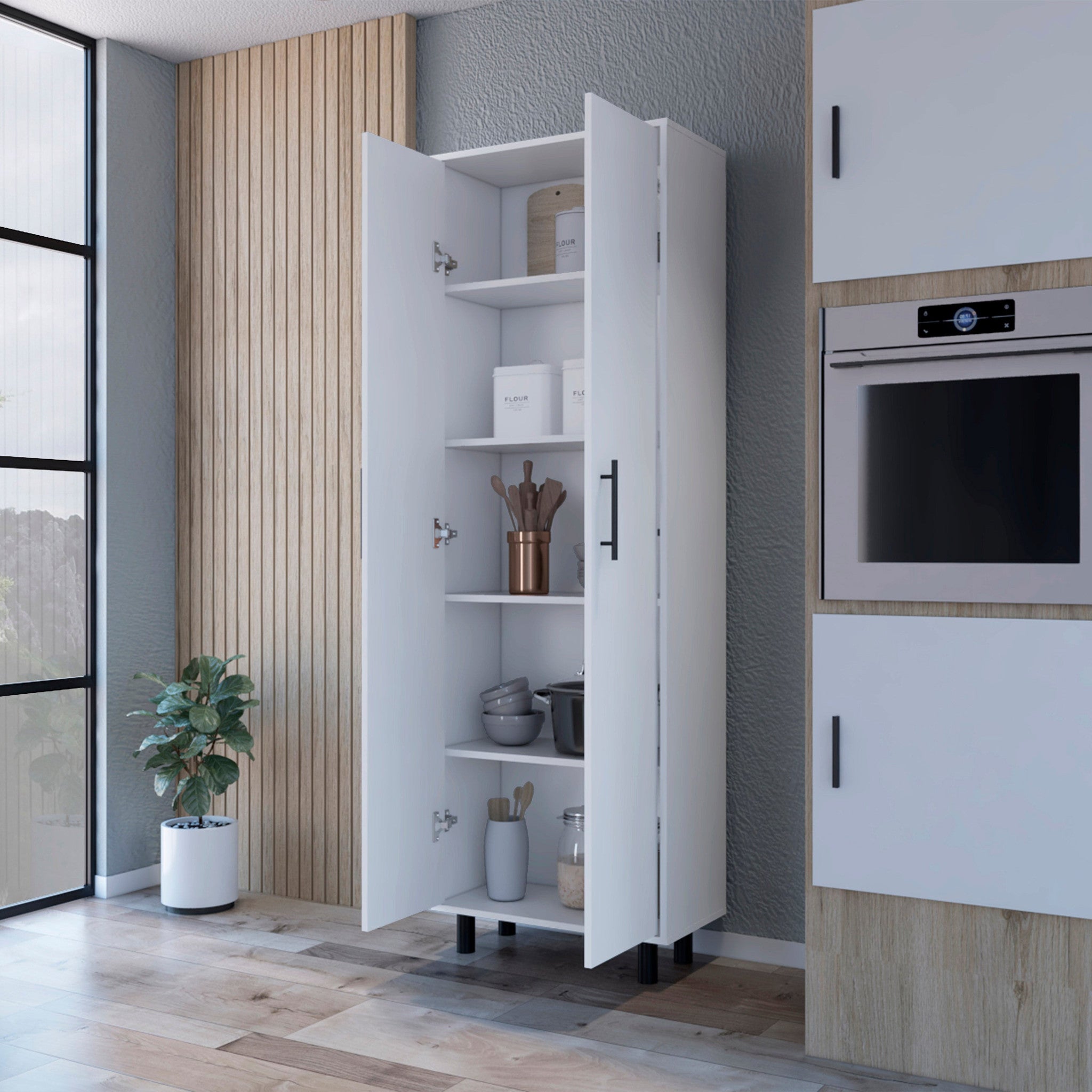 24" White Accent Cabinet With Five Shelves