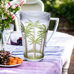 2.5 Quart Clear and Green Palm Tree Acrylic Pitcher