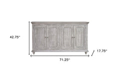 71" Sand Solid and Manufactured Wood Distressed Credenza