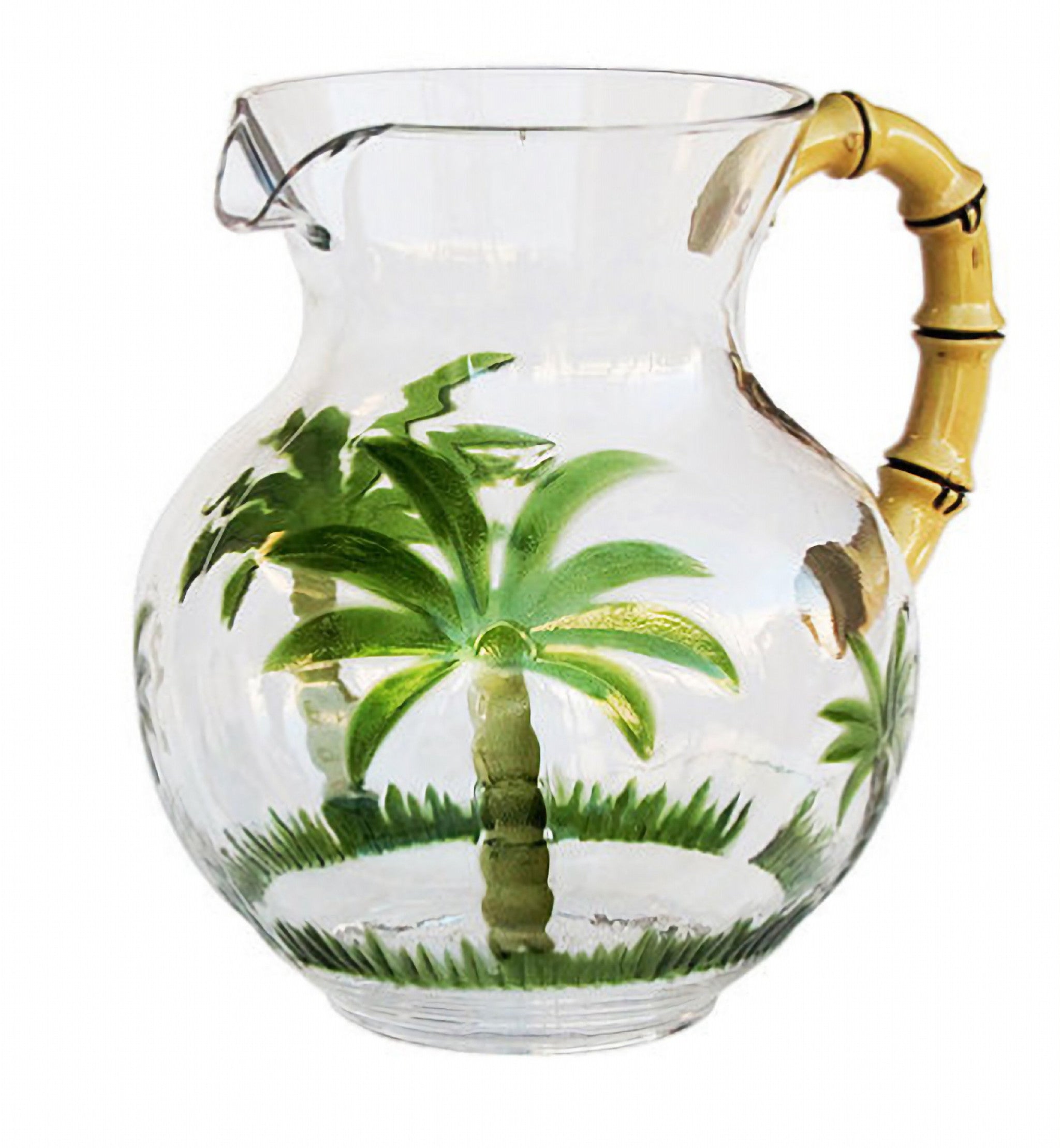 3 Quart Clear and Green Palm Tree Acrylic Pitcher