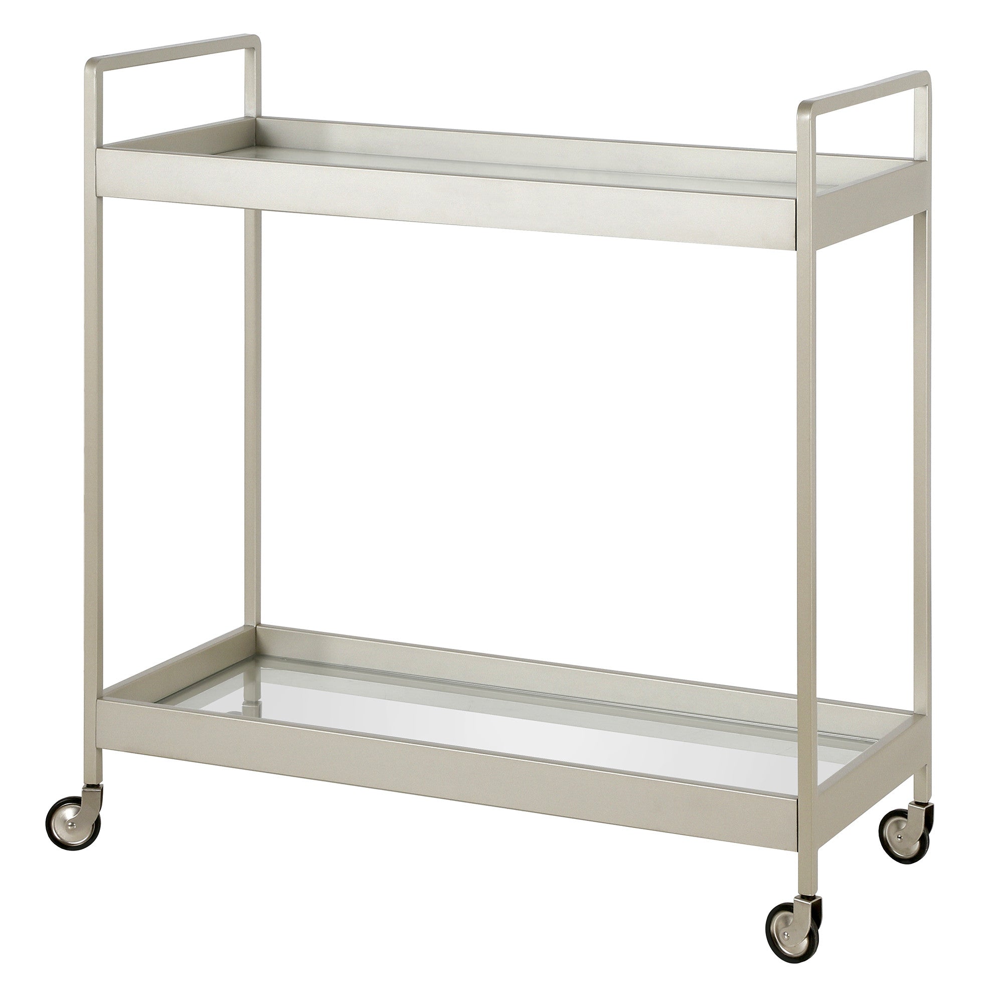 Nickel Steel And Glass Rolling Bar Cart