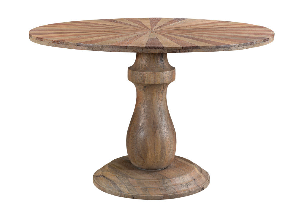 47" Brown Solid Wood Starburst Dining Table