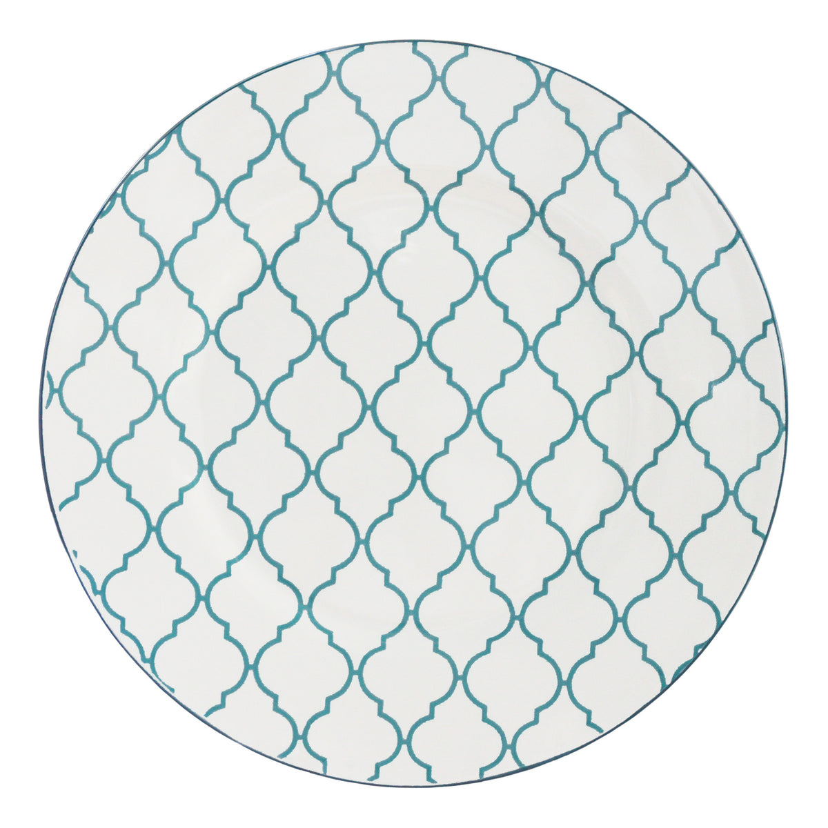 Turquoise Sixteen Piece Round Trellis Ceramic Service For Four Dinnerware Set
