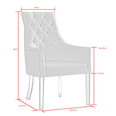 Set of Two Tufted Navy Blue and Clear Upholstered Velvet Dining Arm Chairs