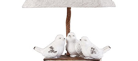 Three Feathered Friends Atop A Stack Of Books Accent Lamp