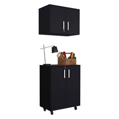 28" Black Wall mounted Accent Cabinet With Four Shelves