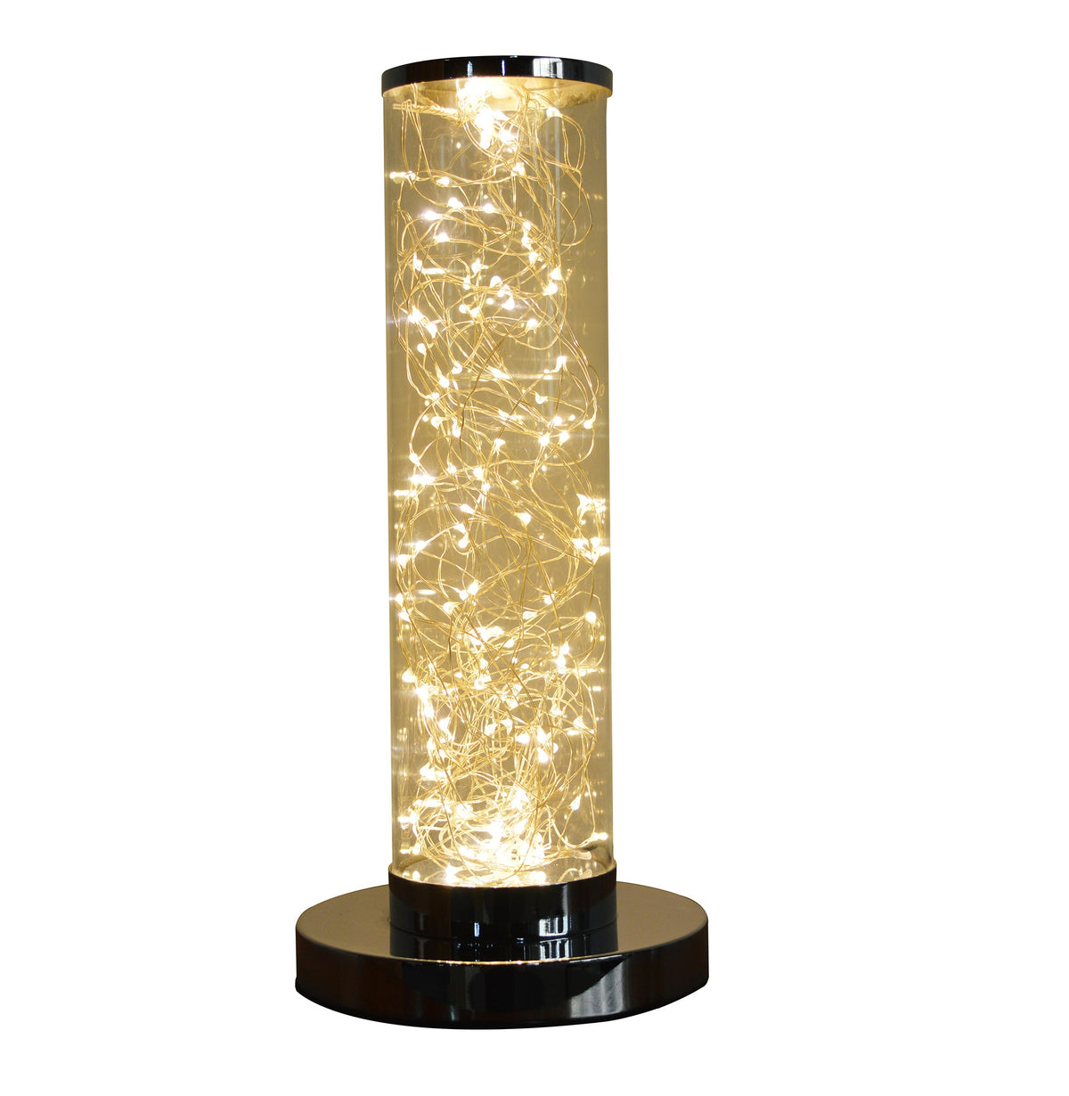 13" Silver Metal Column LED Table Lamp