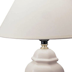 13" White Ceramic Bedside Table Lamp With Off-White Shade