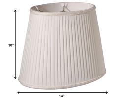 14" White Oval Side Pleat Paperback Shantung Lampshade