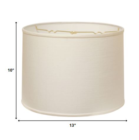 13" White Throwback Drum Linen Lampshade