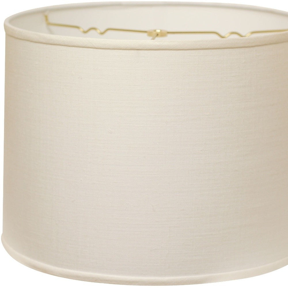 13" White Throwback Drum Linen Lampshade