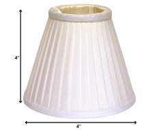 4" White Set of 6 Slanted Pleat Chandelier Silk Lampshades