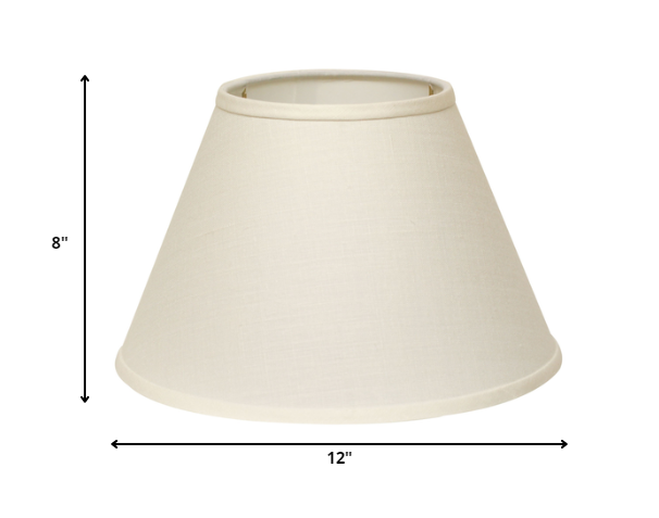 12" White Premium Empire Slanted Linen Lampshade