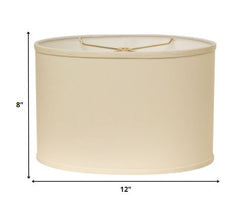 12" Ivory Throwback Oval No Slub Lampshade