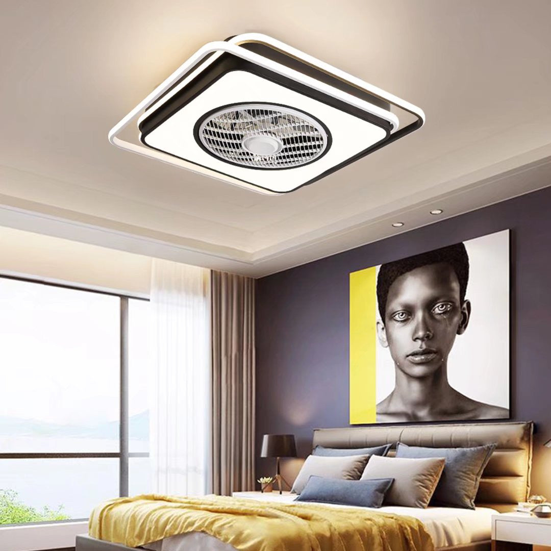 Modern White And Black Ceiling Lamp And Fan