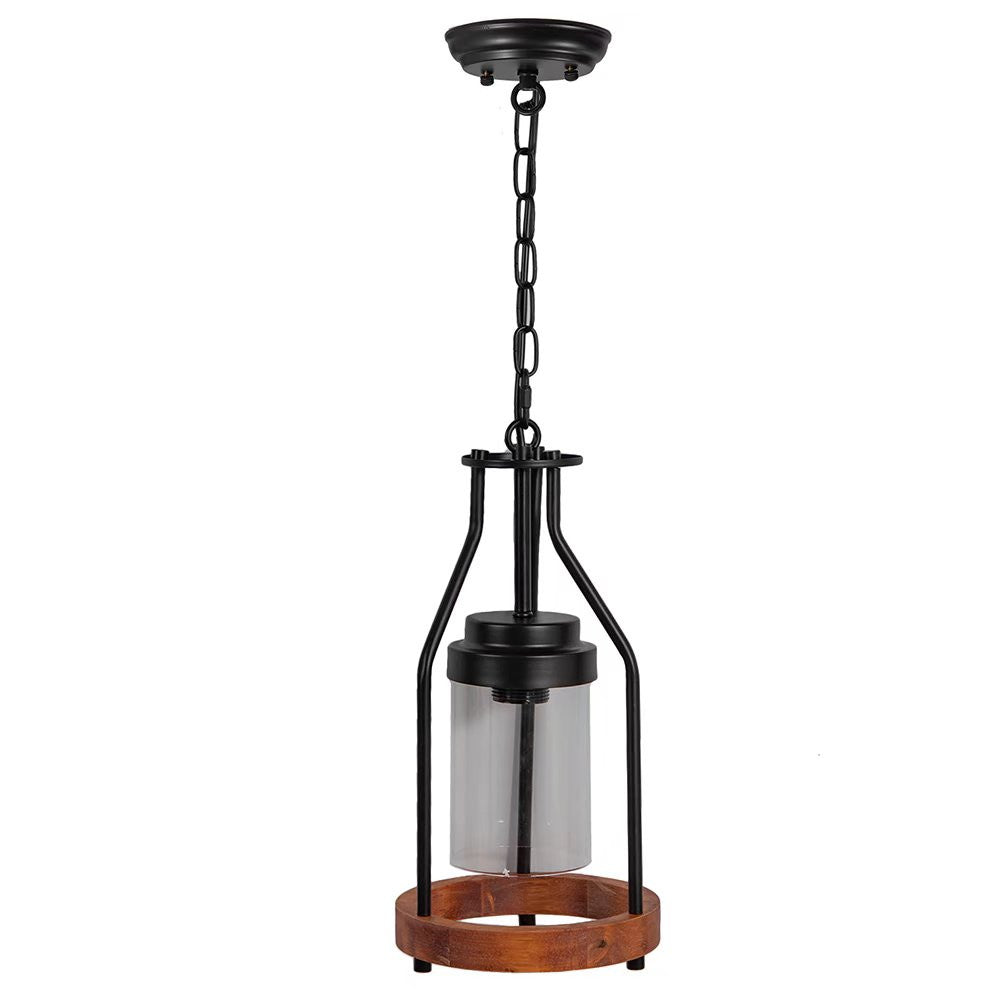 Brown Retro Metal And Wood Pendant Lamp