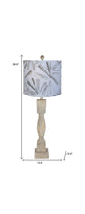 30" Graywash Taupe Candlestick Table Lamp With Gray Abstract Shade