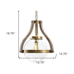 Gold Unique Statement Transparent Wood Ceiling Light With Clear Shades