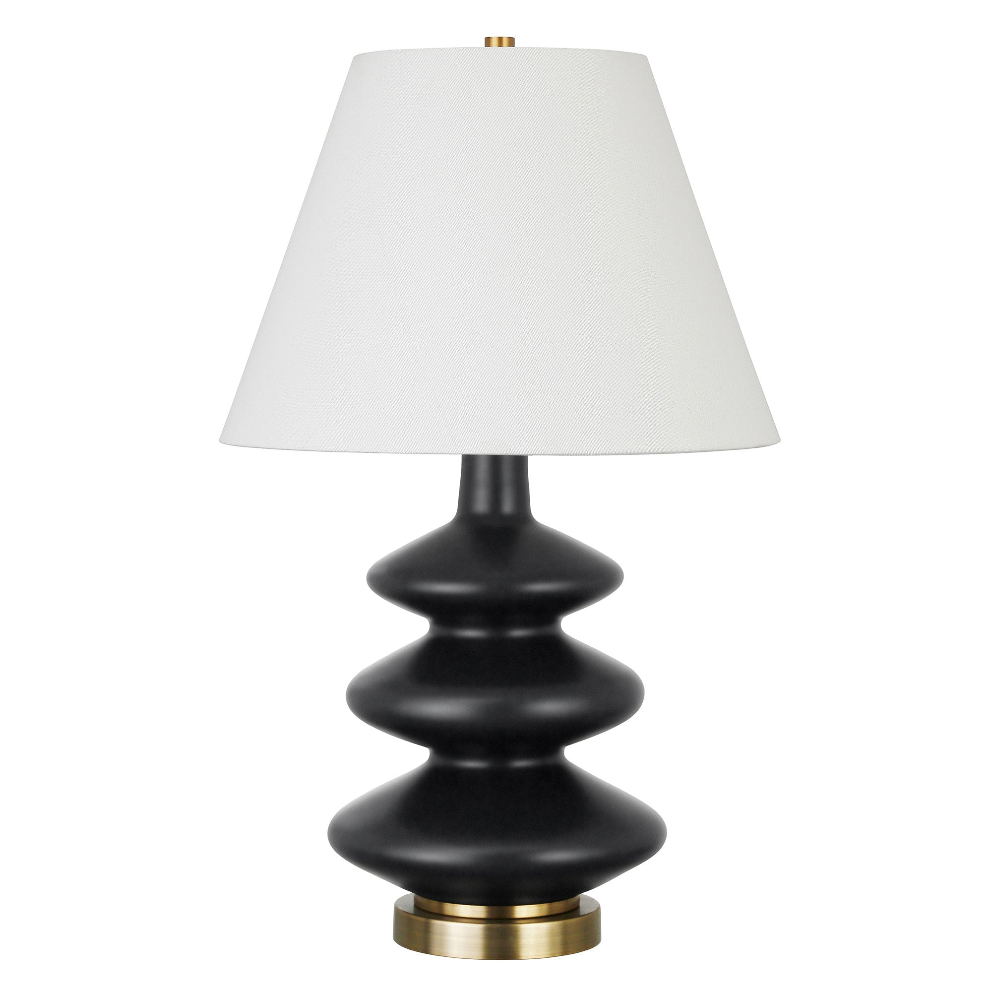 26" Black and Gold Glass Table Lamp With White Empire Shade