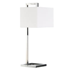 26" Silver Metal Square Arched Table Lamp With White Square Shade