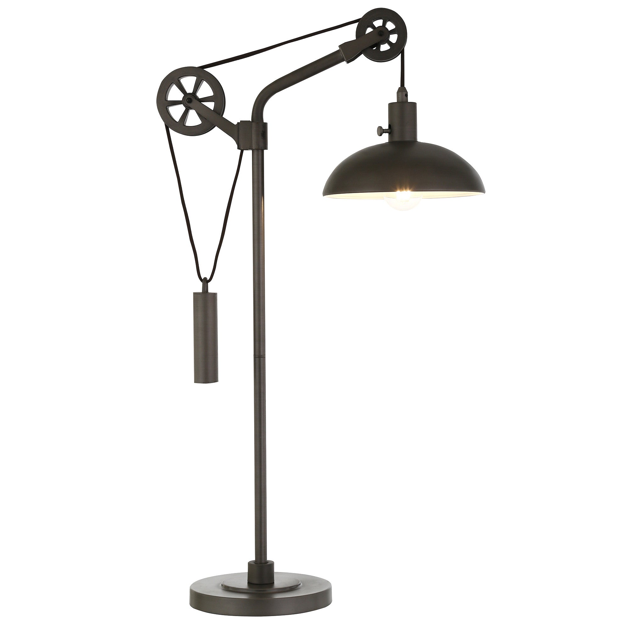 33" Gray Metal Adjustable Desk Table Lamp With Gray Dome Shade