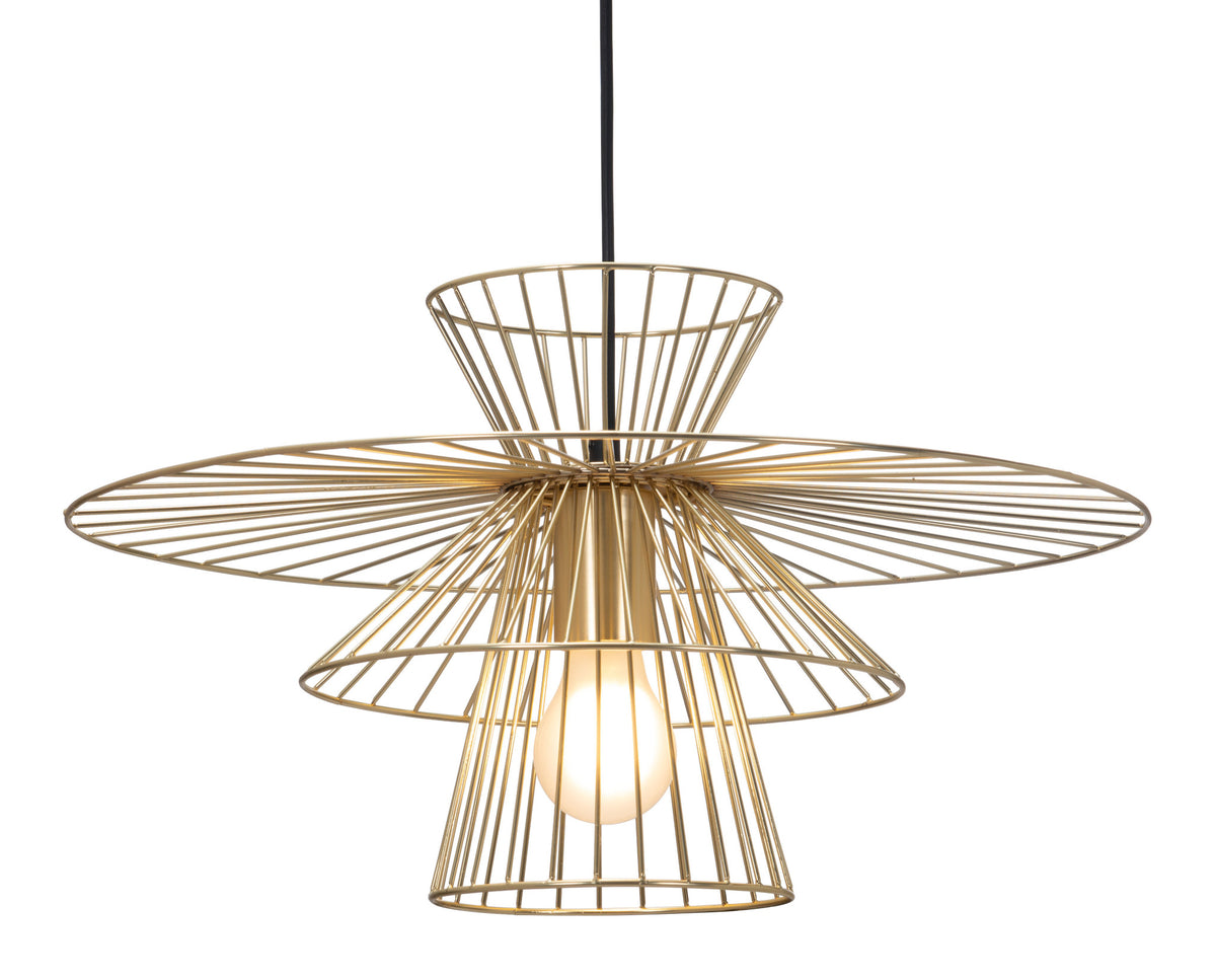 Gold Caged Geometric Metal Hanging Ceiling Light