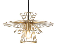 Gold Caged Geometric Metal Hanging Ceiling Light