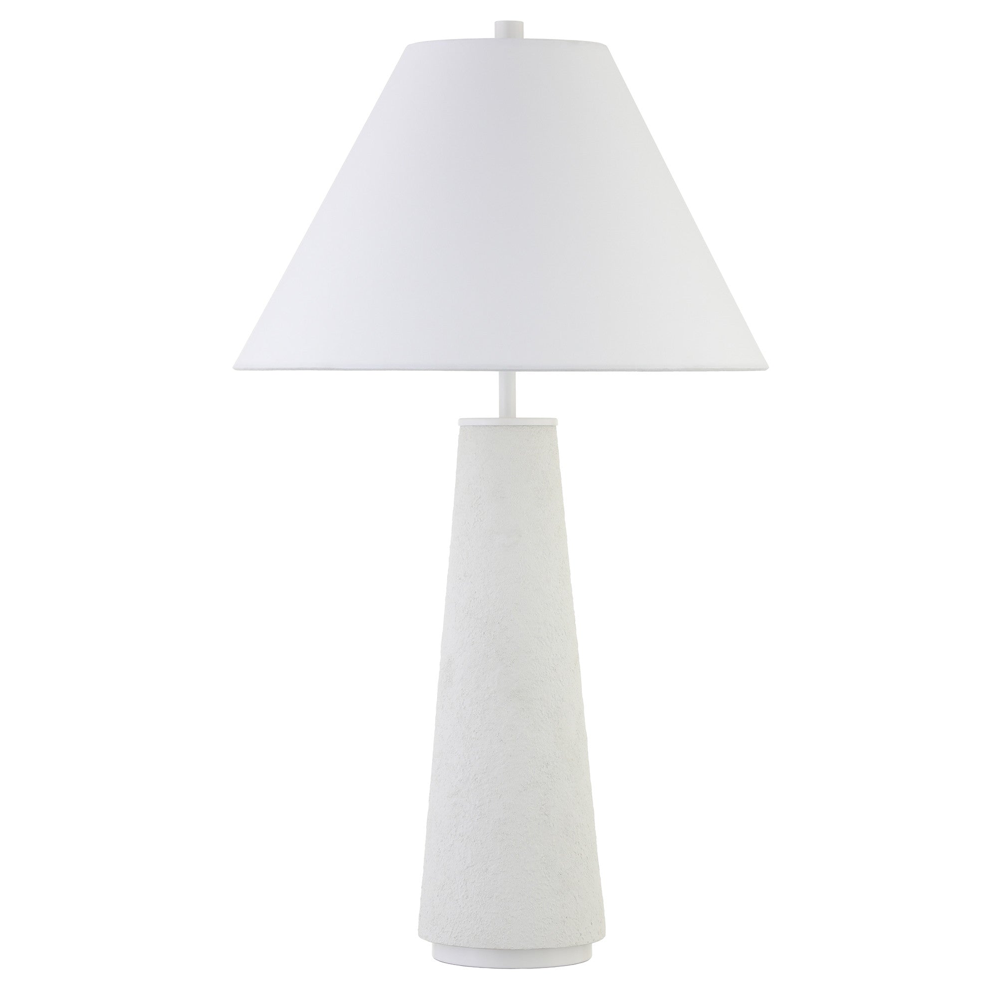 28" White Ceramic Table Lamp With White Cone Shade